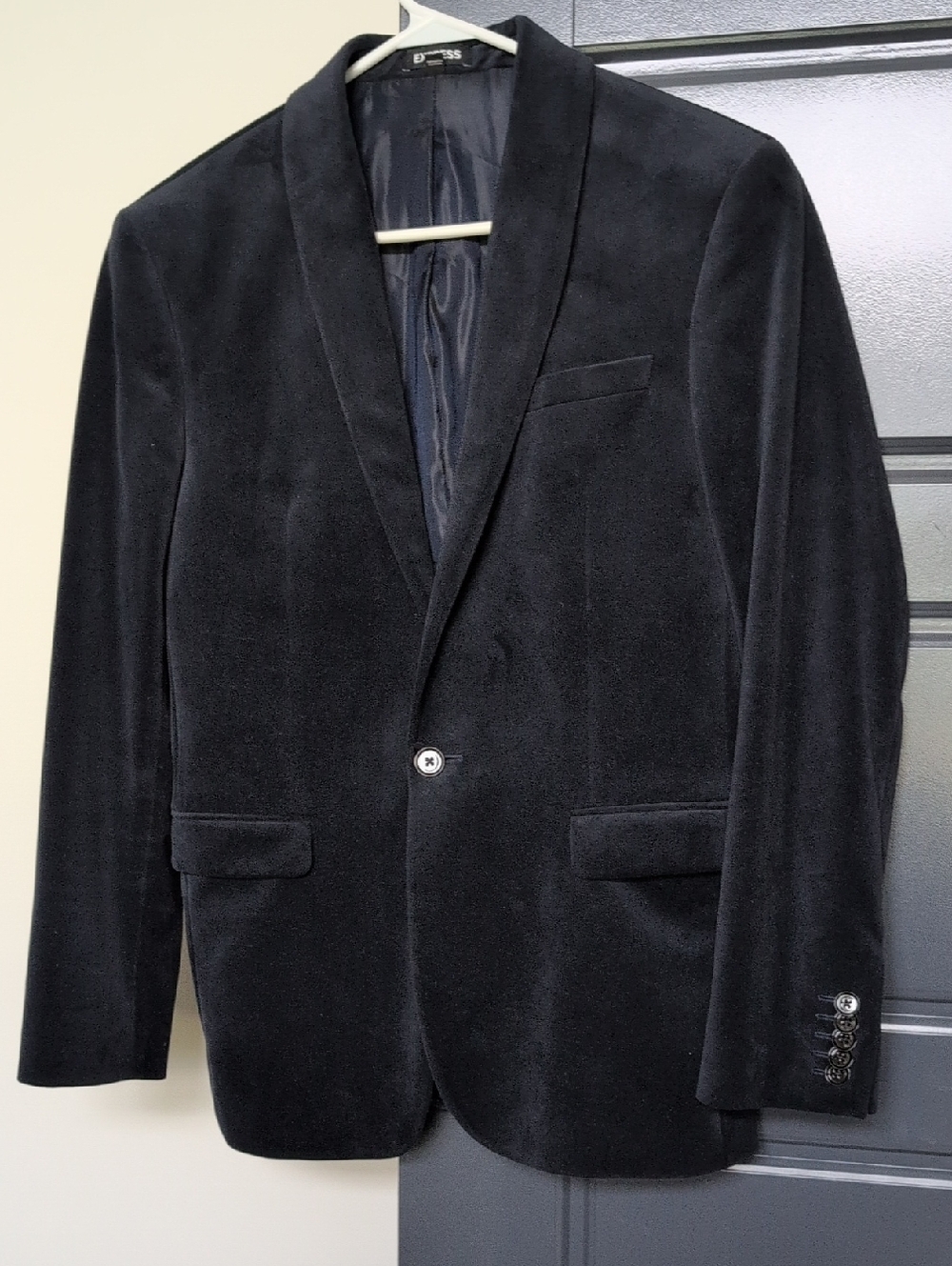 Express Men’s SLIM Navy Velvet Blazer 36S 36C